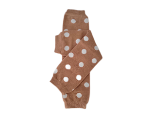 Light brown polka dot leg warmers